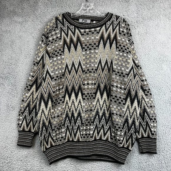 VINTAGE FIII ITALIAN GEOMETRIC SWEATER CROSBY MULTICOLOR M - Picture 1 of 9